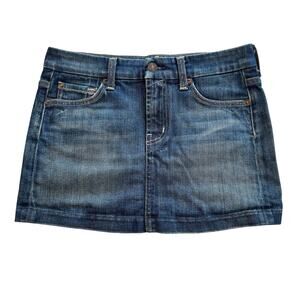 7 For All Mankind Medium Wash Y2K A-Pocket Denim Mini Skirt 25